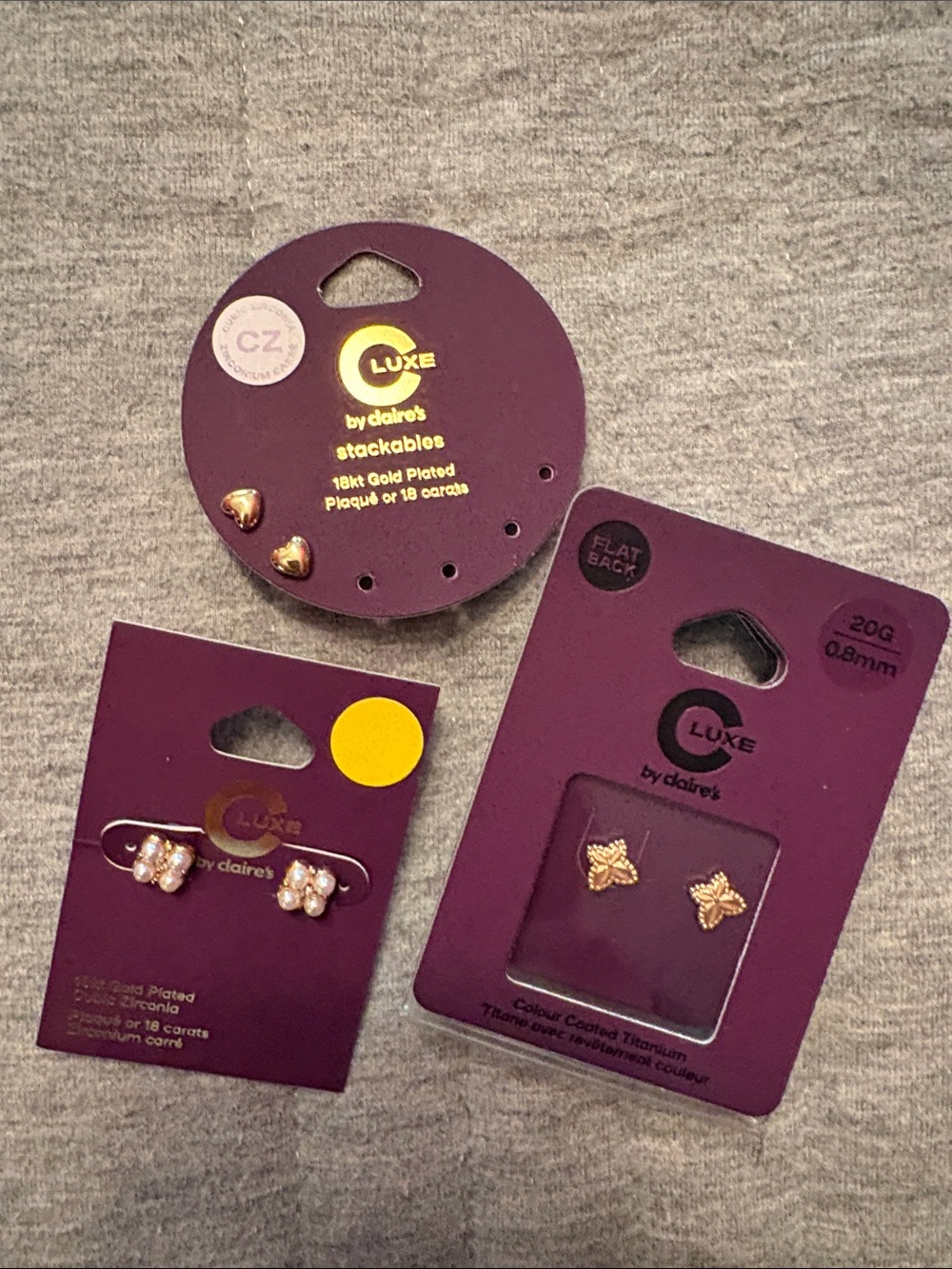 NEW Claire’s Luxe earrings lot of 3